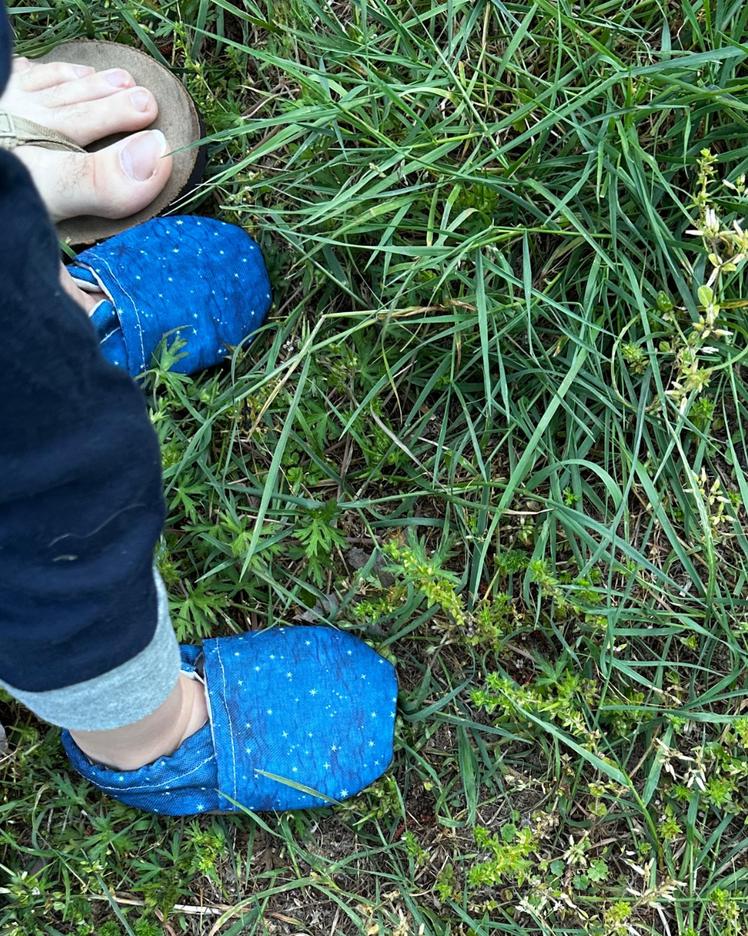 Lifestyle photo: Limited edition Summer Nights eco-canvas Cabooties baby shoes