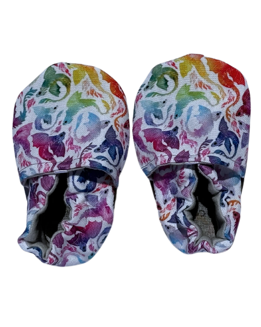Limited edition Rainbow Dragons eco-canvas Cabooties baby shoes