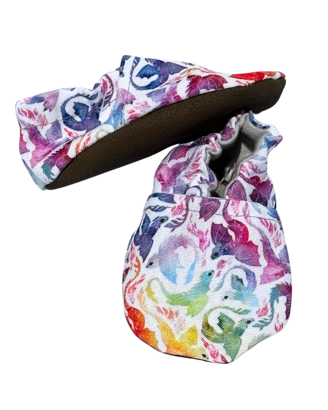 Limited edition Rainbow Dragons eco-canvas Cabooties baby shoes
