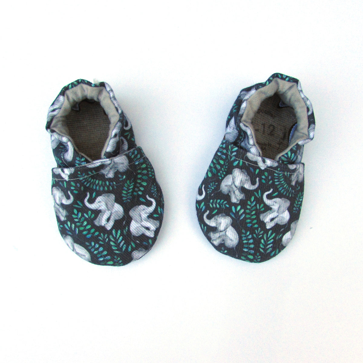 Unforgettable Elephants limited edition eco canvas baby shoes by Cabooties
