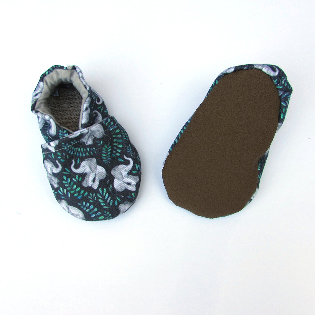 Unforgettable Elephants limited edition eco canvas baby shoes by Cabooties 