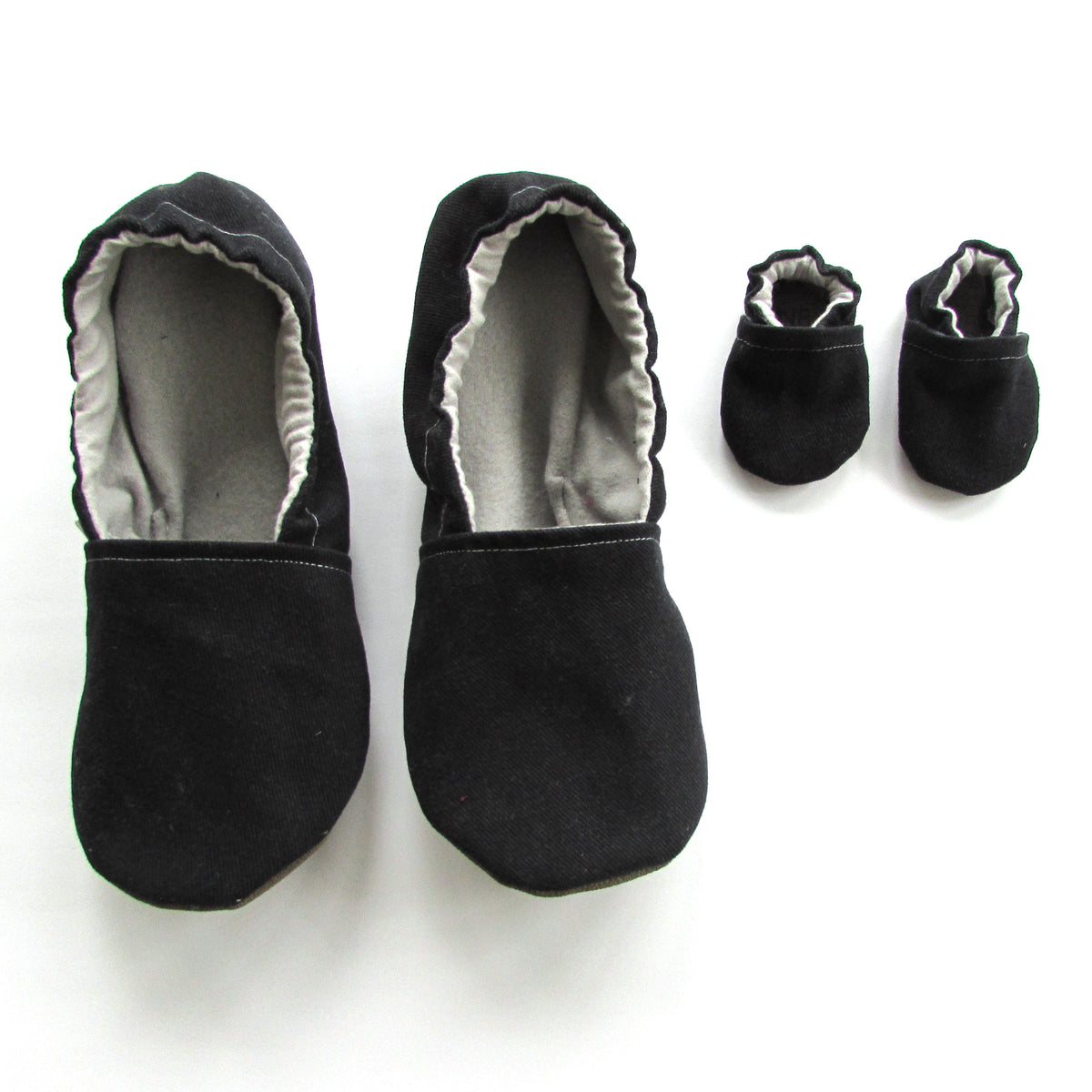 Black Brushed Denim Women's Slippers - Mommy and Me - Mothers Day Gift
