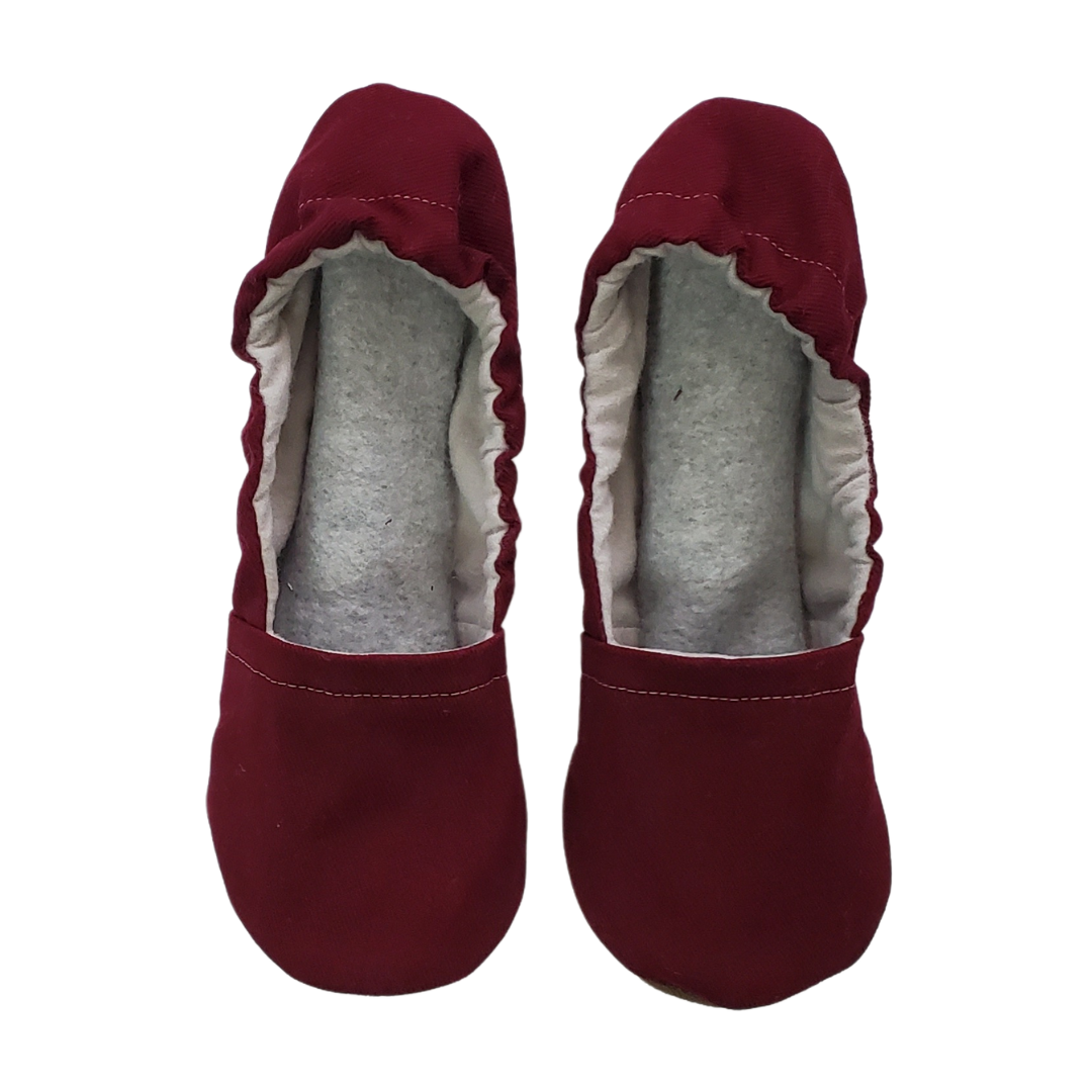 Burgundy Brushed Denim Adult Slippers