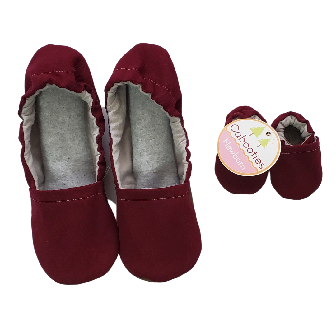 Burgundy Brushed Denim Adult Slippers