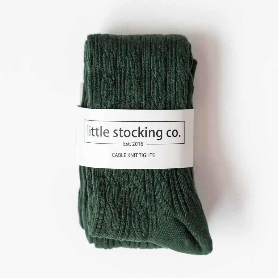 Little Stocking Co Cable Knit Tights - Forest Little Stocking Co Cable Knit Tights - Forest