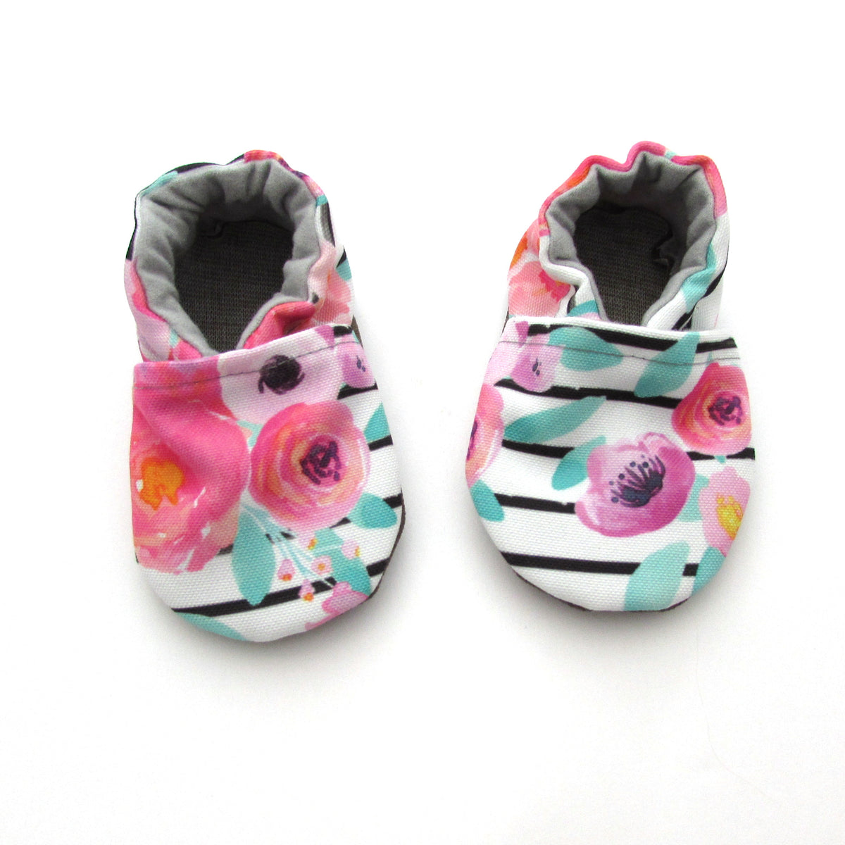Floral Stripe Eco Canvas Slipper Set - Mommy and Me - Baby Shower Gift