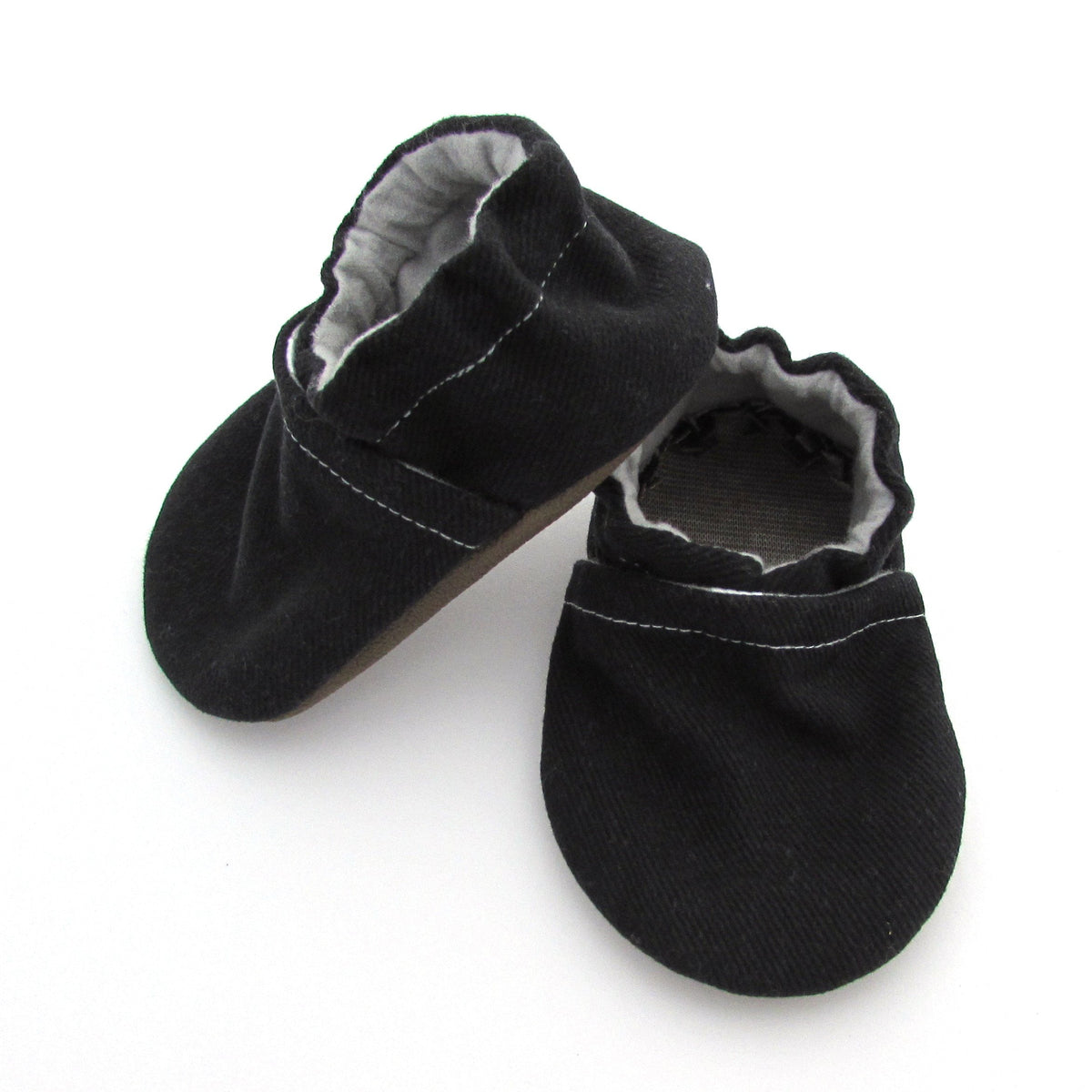 Black Brushed Denim Washable Cotton Baby Toddler Shoes for learning to walk