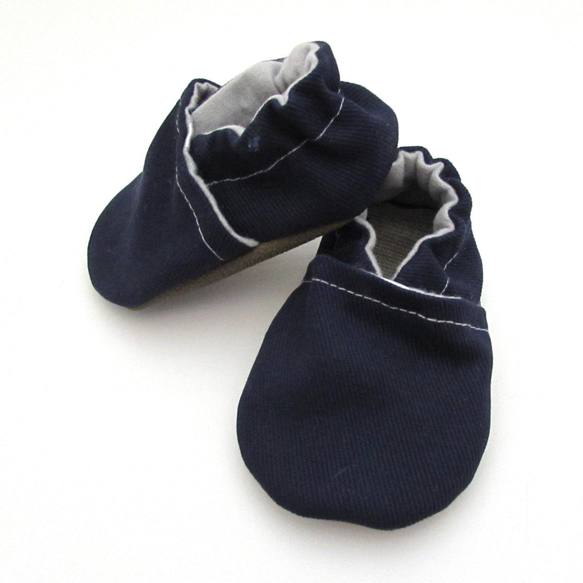 Navy Brushed Denim Vegan Baby Shoes for boys and girls - baby shoes for wide feet
