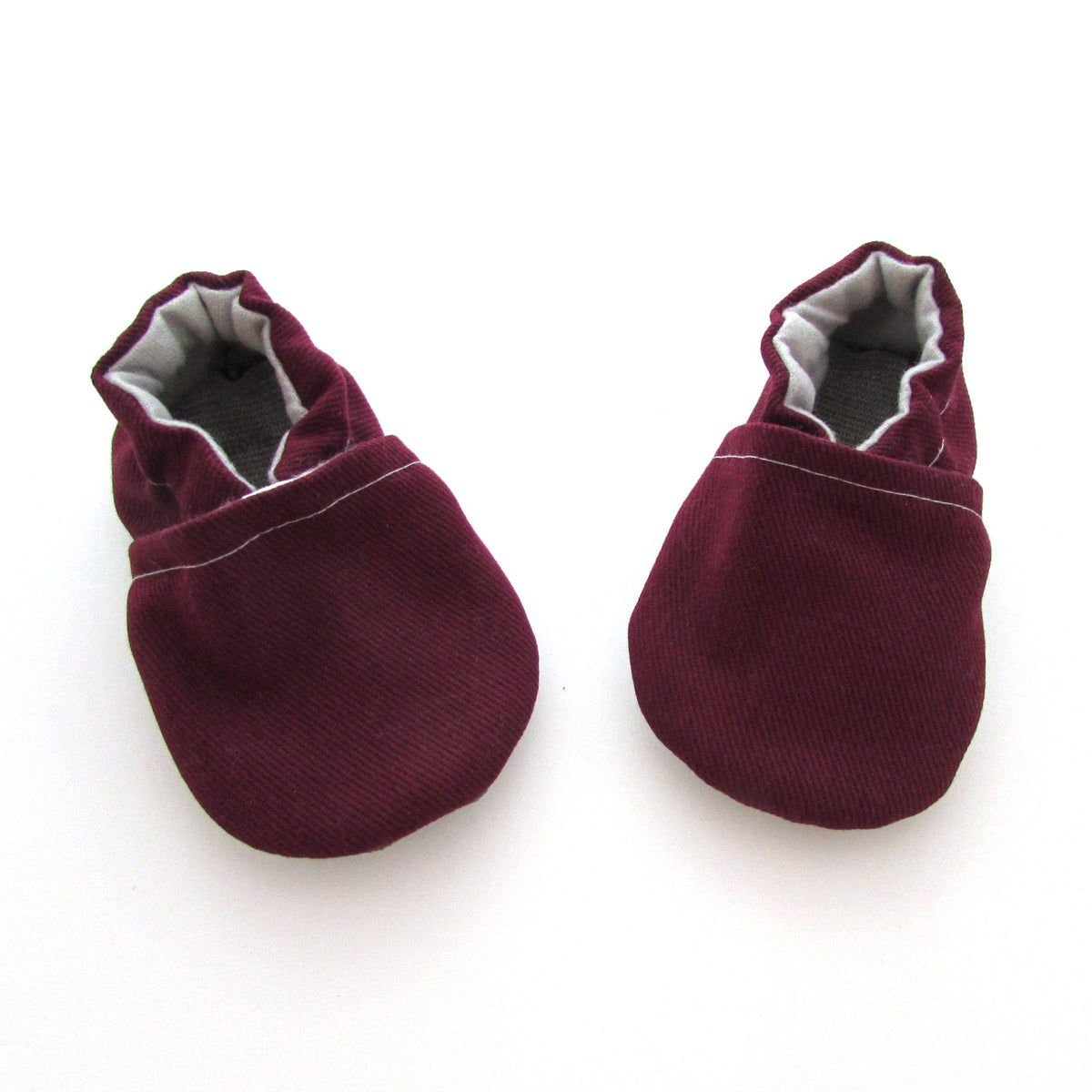 Burgundy Brushed Cotton Denim Baby Shoes - Vegan First Birthday Gift