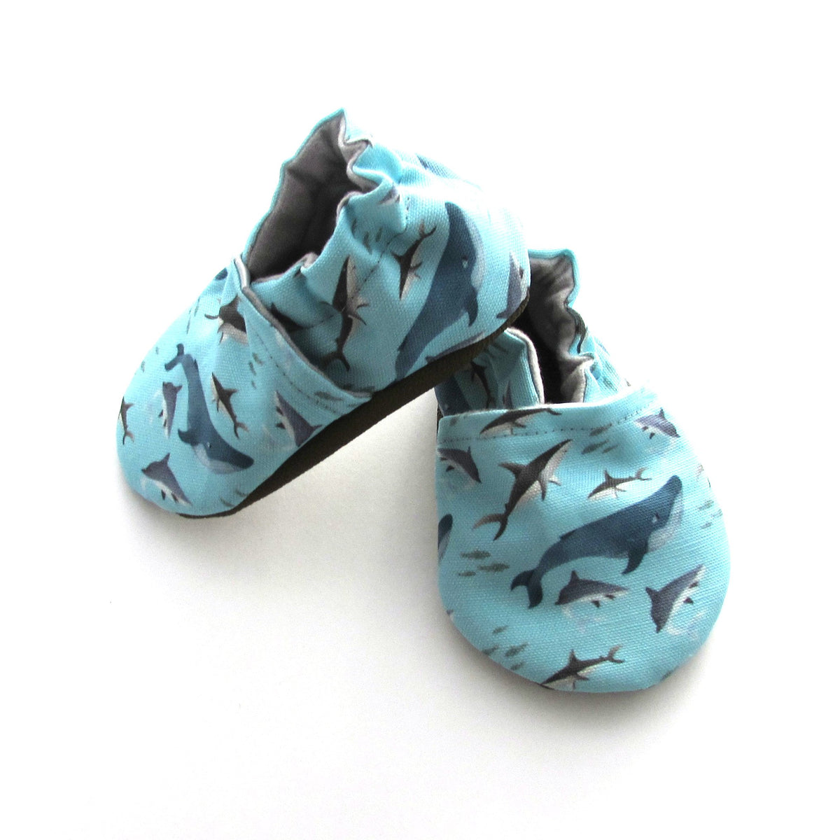Sharks Fish Whale Blue Baby Boy Soft Sole Washable Vegan Baby Shoe