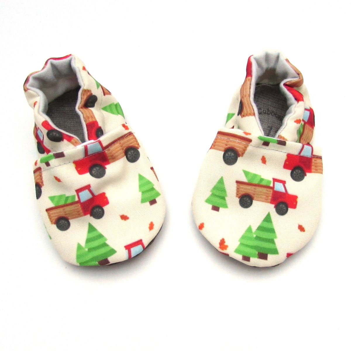 Red Trucks Eco-CanvasChristmas Soft Sole Washable Baby Shoes