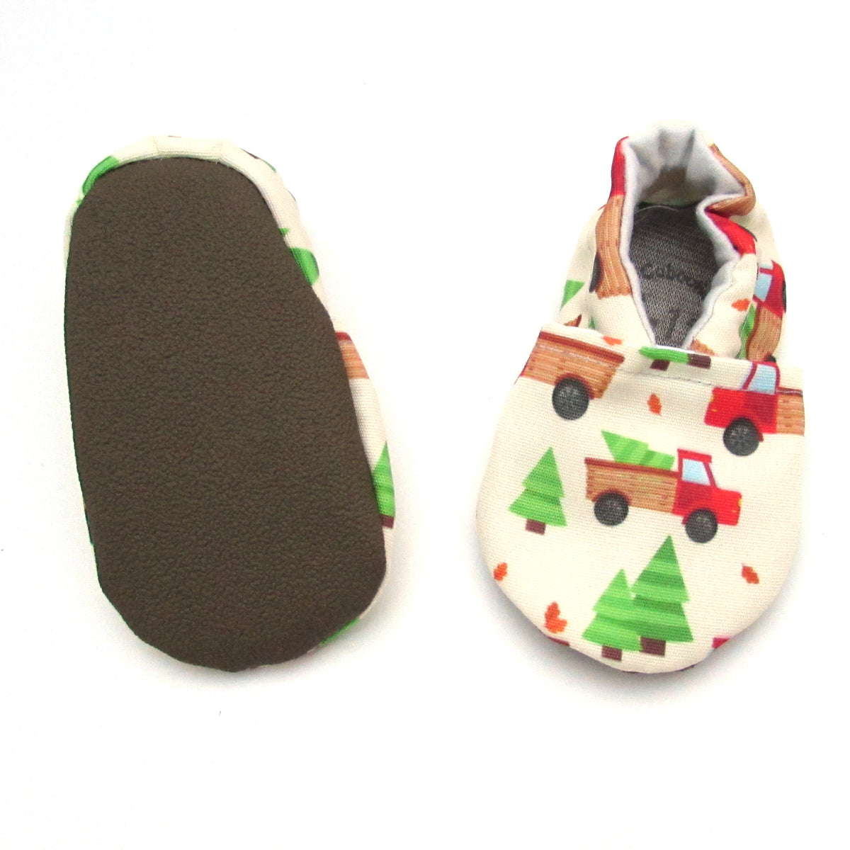 Red Trucks Eco-CanvasChristmas Soft Sole Washable Baby New Walker Shoes Rubber Soles