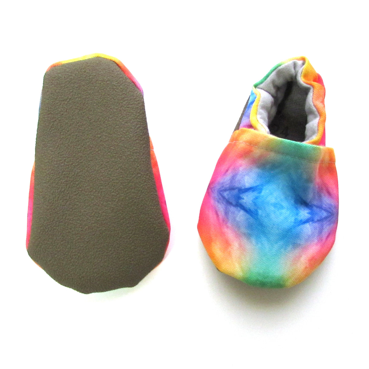 Tie dye rainbow paint baby shoes for wide feet