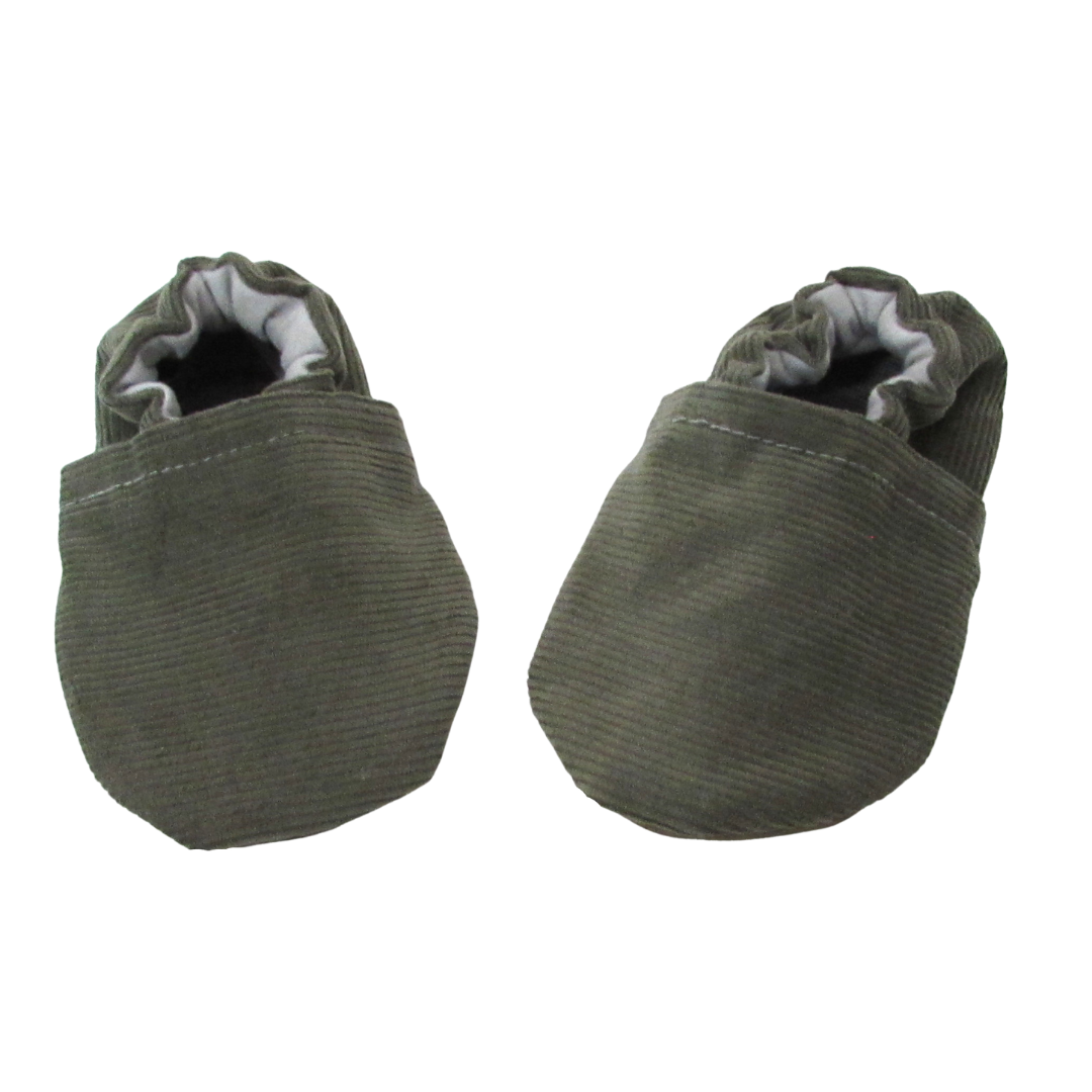 Olive Corduroy Soft Sole Baby Shoes That Don't Fall Off