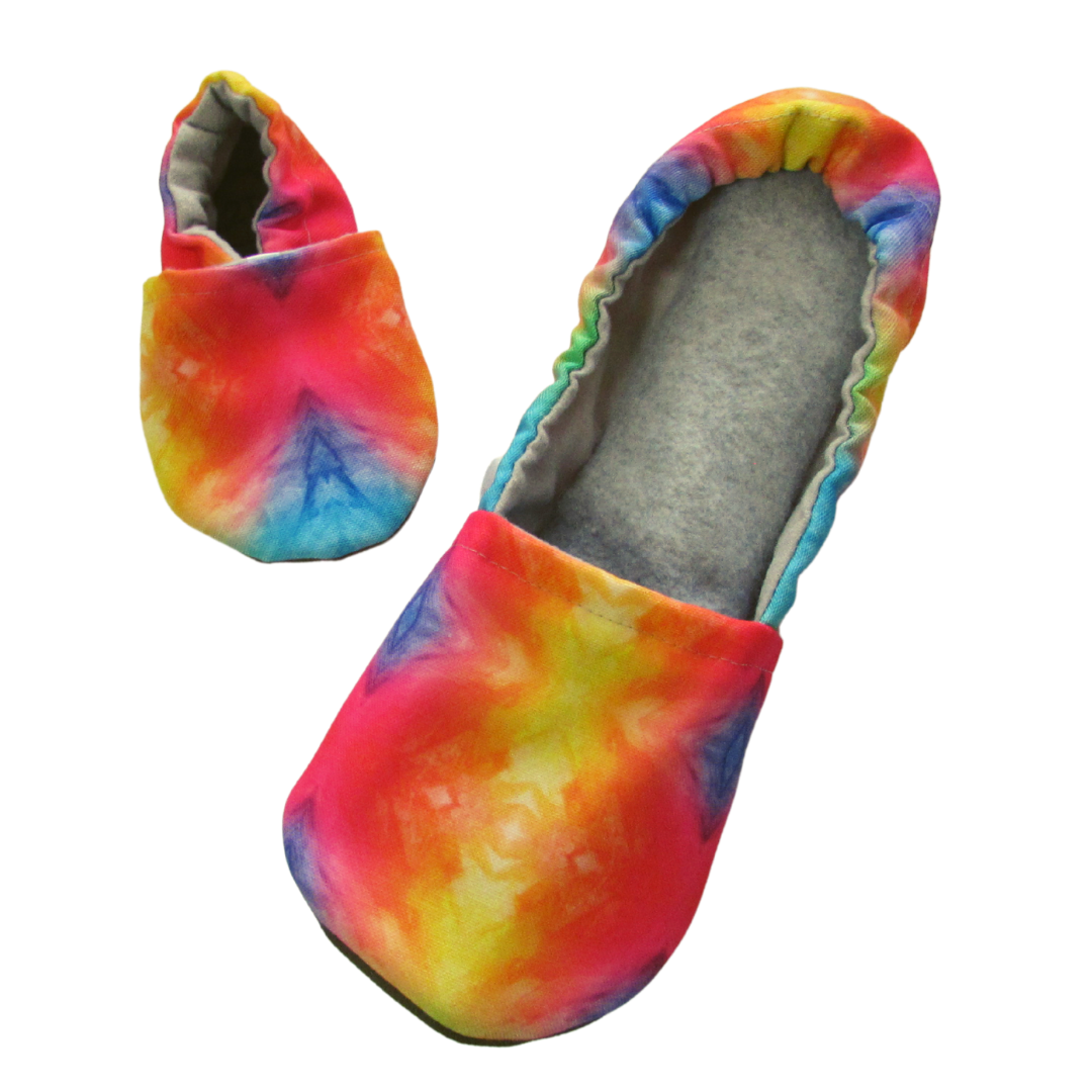 Rainbow Tie Dye Washable Mom Slippers