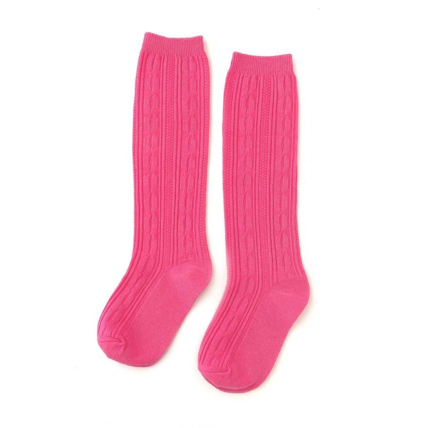 Girl's Pink Cable Knee High Socks Girl's Socks, Girl's Lt Pink