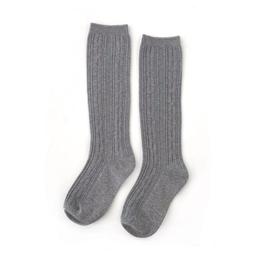 Grey Cable Knit Knee Socks by Little Stocking Company - Cabooties